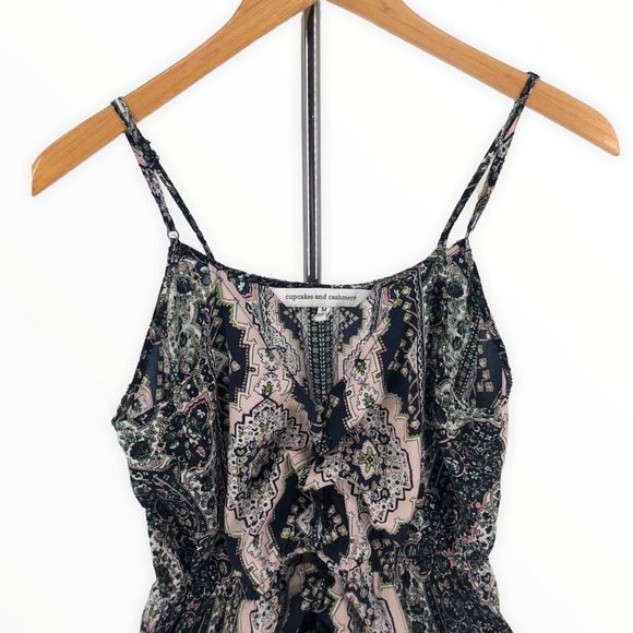 Cupcakes & Cashmere Leela Paisley Print Lace Up Sleeveless Midi Dress size M - Picture 3 of 13